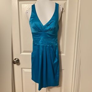 Blue satin short formal dress